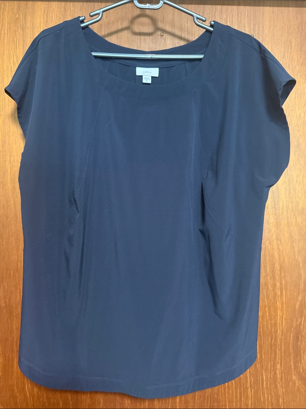 J. Jill Navy Scoop Neck Cap-Sleeve Top